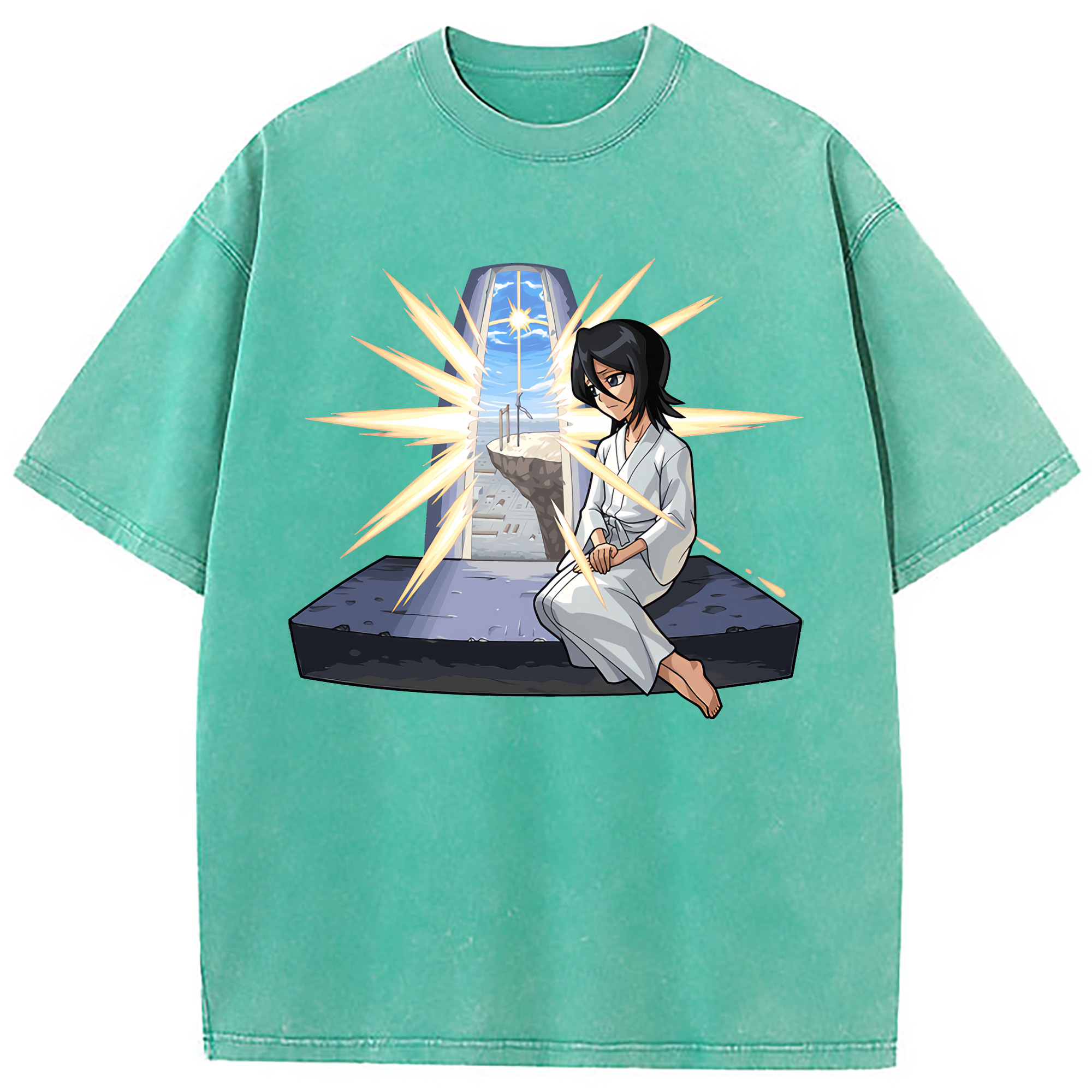 （画像用） ブリーチ 朽木ルキア BLEACH Kuchiki Rukia 綿100% ヴィンテージ風 半袖Tシャツ（フロントプリント）